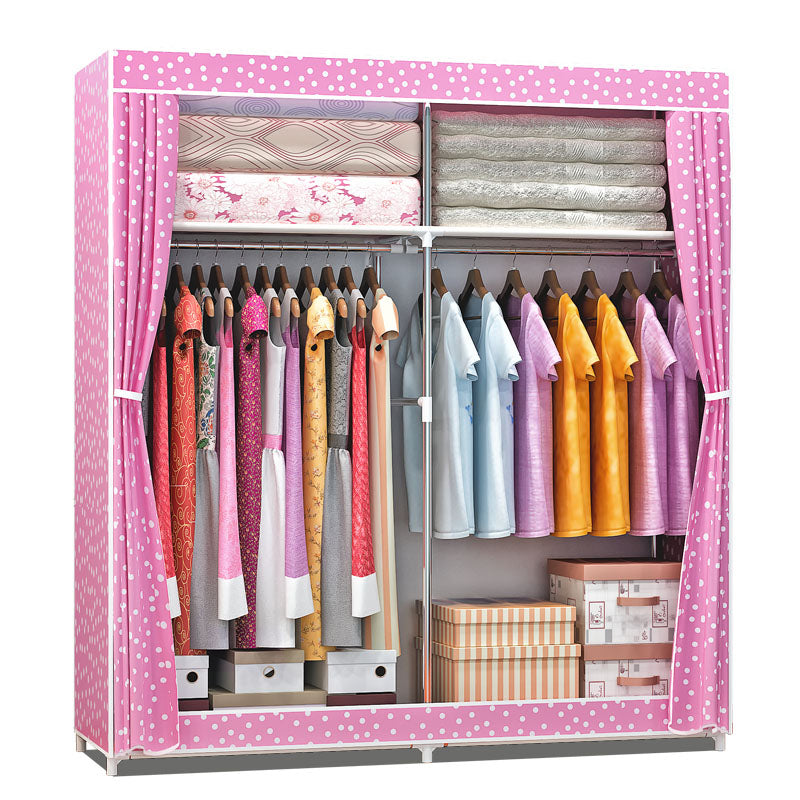 Contemporary Wardrobe Armoire Metal Wardrobe Cabinet - 51.18 x 18.11 x 66.14 Inches Clearhalo 'Armoires & Wardrobes' 'armoires_wardrobes' 'Bedroom Furniture' 'furn' 'furn_armoires_wardrobes' 'Furniture' 6379973