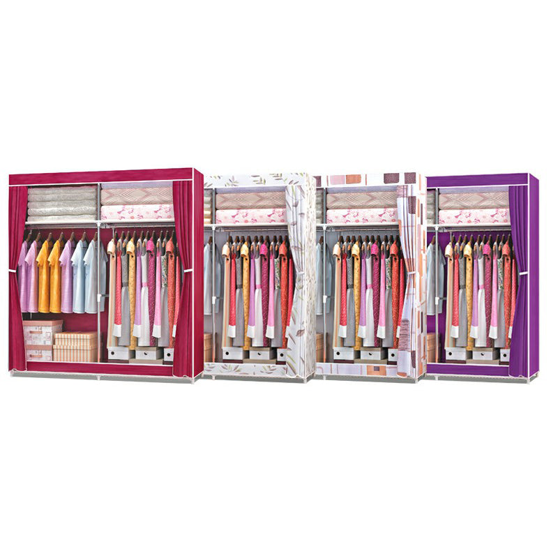 Contemporary Wardrobe Armoire Metal Wardrobe Cabinet - 51.18 x 18.11 x 66.14 Inches Clearhalo 'Armoires & Wardrobes' 'armoires_wardrobes' 'Bedroom Furniture' 'furn' 'furn_armoires_wardrobes' 'Furniture' 6379978