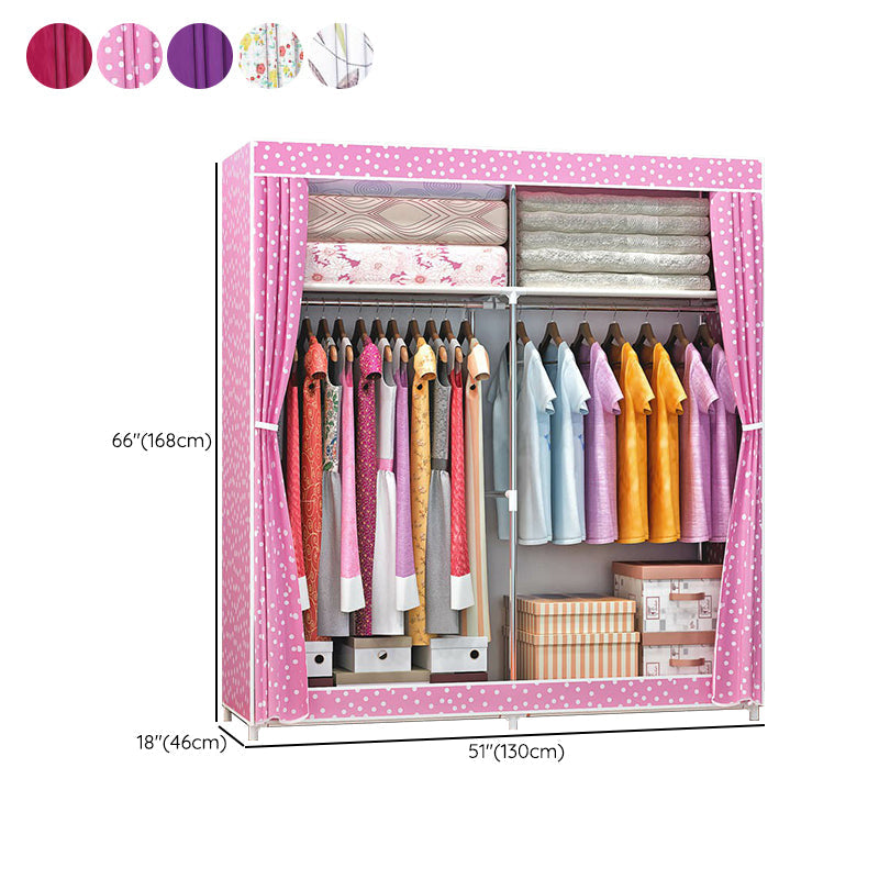 Contemporary Wardrobe Armoire Metal Wardrobe Cabinet - 51.18 x 18.11 x 66.14 Inches Clearhalo 'Armoires & Wardrobes' 'armoires_wardrobes' 'Bedroom Furniture' 'furn' 'furn_armoires_wardrobes' 'Furniture' 6379980