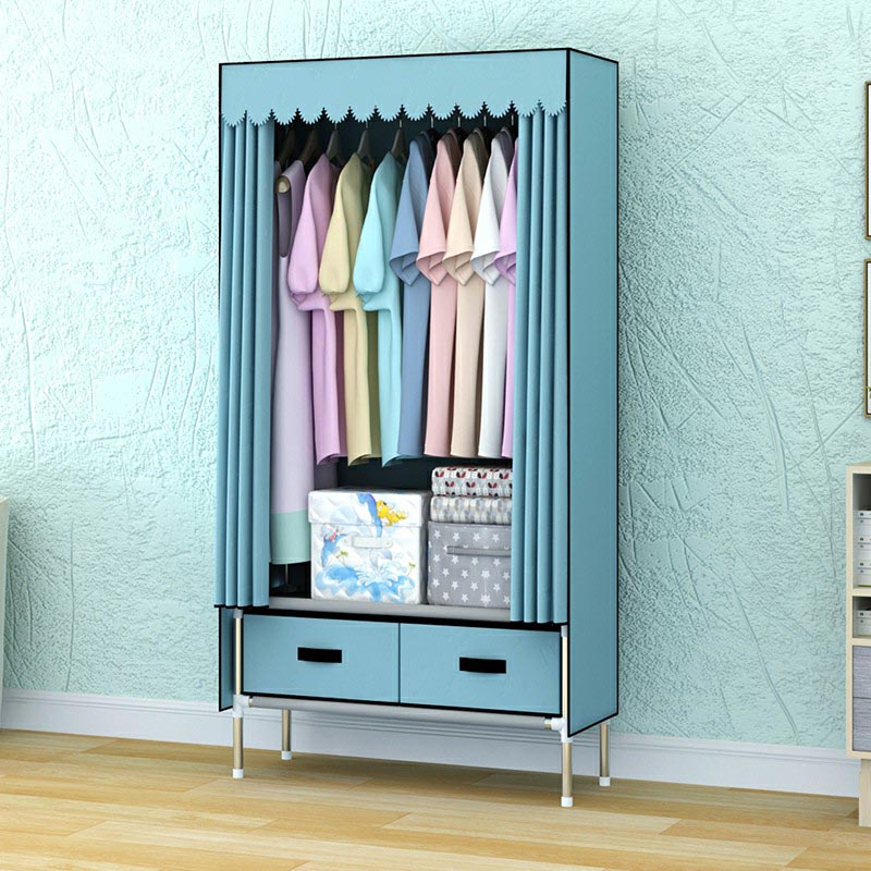 Hinged Wardrobe Closet Contemporary Wardrobe Armoire with Drawer Clearhalo 'Armoires & Wardrobes' 'armoires_wardrobes' 'Bedroom Furniture' 'furn' 'furn_armoires_wardrobes' 'Furniture' 6379981