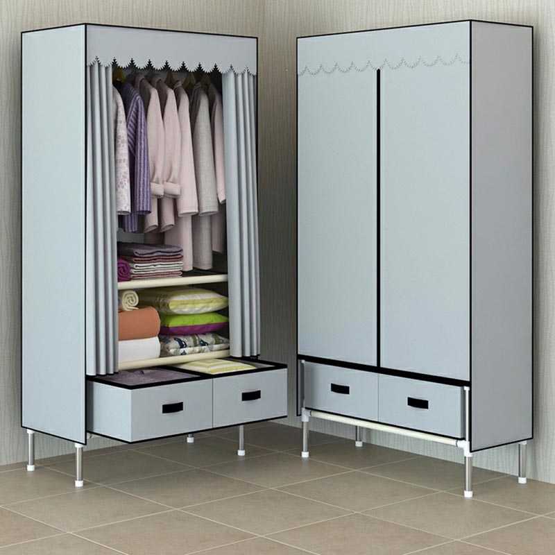 Hinged Wardrobe Closet Contemporary Wardrobe Armoire with Drawer Clearhalo 'Armoires & Wardrobes' 'armoires_wardrobes' 'Bedroom Furniture' 'furn' 'furn_armoires_wardrobes' 'Furniture' 6379985