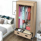 Hinged Wardrobe Closet Contemporary Wardrobe Armoire with Drawer 27.5"L x 18"W x 66"H Khaki Clearhalo 'Armoires & Wardrobes' 'armoires_wardrobes' 'Bedroom Furniture' 'furn' 'furn_armoires_wardrobes' 'Furniture' 6379988