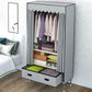 Hinged Wardrobe Closet Contemporary Wardrobe Armoire with Drawer 33"L x 18"W x 66"H Grey Clearhalo 'Armoires & Wardrobes' 'armoires_wardrobes' 'Bedroom Furniture' 'furn' 'furn_armoires_wardrobes' 'Furniture' 6379989