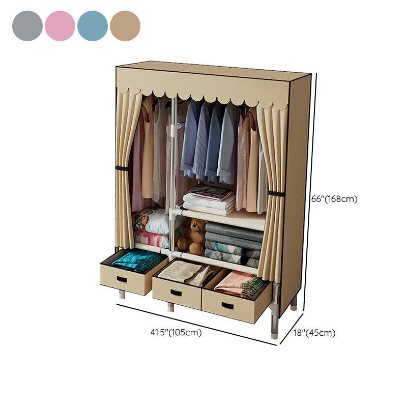 Hinged Wardrobe Closet Contemporary Wardrobe Armoire with Drawer Clearhalo 'Armoires & Wardrobes' 'armoires_wardrobes' 'Bedroom Furniture' 'furn' 'furn_armoires_wardrobes' 'Furniture' 6380022