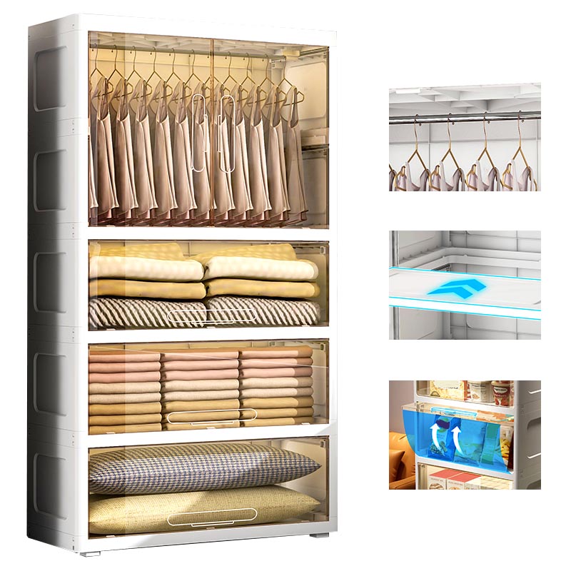 Hinged Wardrobe Armoire with Legs Contemporary Storage Cabinet