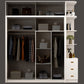 White Wardrobe Closet Engineered Wood Wardrobe Armoire with Garment Rod