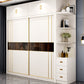White Wardrobe Closet Engineered Wood Wardrobe Armoire with Garment Rod