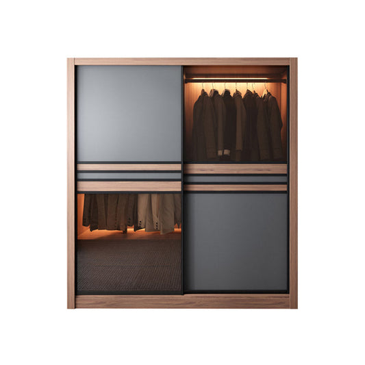 Brown Engineered Wood Wardrobe Armoire Modern Wardrobe Closet Armoires & Wardrobes