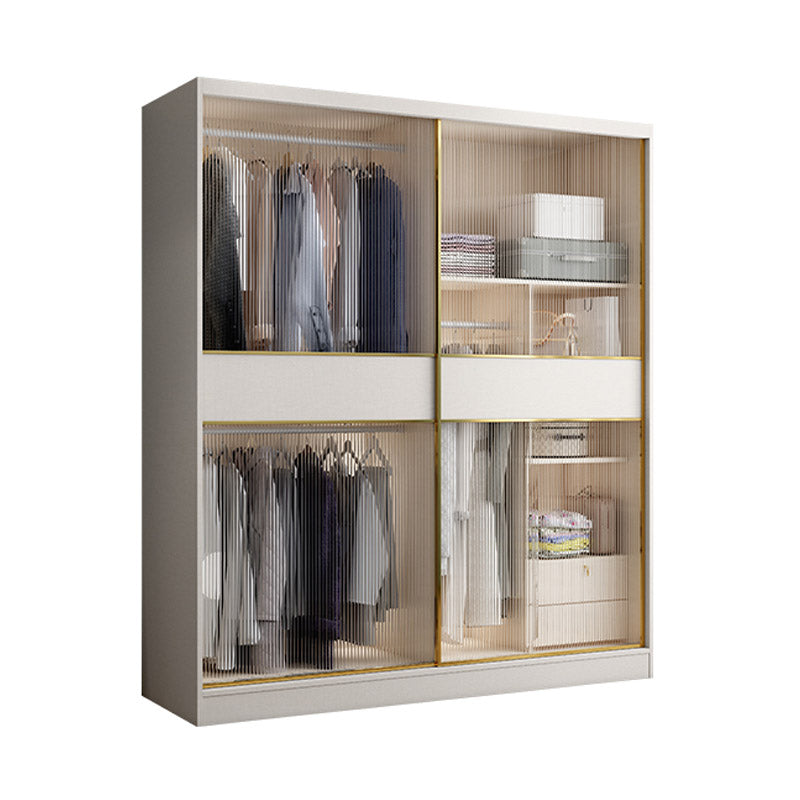 White Engineered Wood Wardrobe Closet Sliding Wardrobe Armoire Armoires & Wardrobes Clearhalo 'Armoires & Wardrobes' 'armoires_wardrobes' 'Bedroom Furniture' 'furn' 'furn_armoires_wardrobes' 'Furniture' 6380253