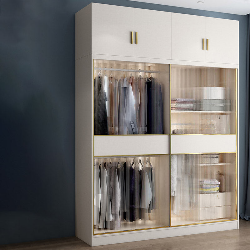 White Engineered Wood Wardrobe Closet Sliding Wardrobe Armoire Clearhalo 'Armoires & Wardrobes' 'armoires_wardrobes' 'Bedroom Furniture' 'furn' 'furn_armoires_wardrobes' 'Furniture' 6380255