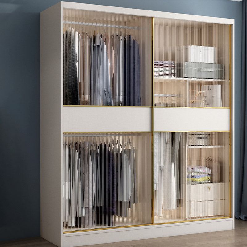 White Engineered Wood Wardrobe Closet Sliding Wardrobe Armoire Clearhalo 'Armoires & Wardrobes' 'armoires_wardrobes' 'Bedroom Furniture' 'furn' 'furn_armoires_wardrobes' 'Furniture' 6380257
