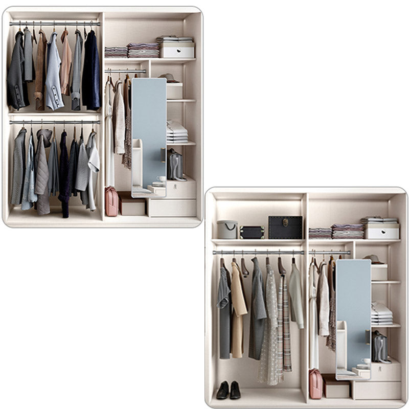 White Engineered Wood Wardrobe Closet Sliding Wardrobe Armoire Clearhalo 'Armoires & Wardrobes' 'armoires_wardrobes' 'Bedroom Furniture' 'furn' 'furn_armoires_wardrobes' 'Furniture' 6380261