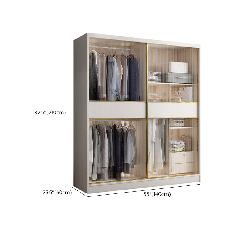 White Engineered Wood Wardrobe Closet Sliding Wardrobe Armoire Clearhalo 'Armoires & Wardrobes' 'armoires_wardrobes' 'Bedroom Furniture' 'furn' 'furn_armoires_wardrobes' 'Furniture' 6380272