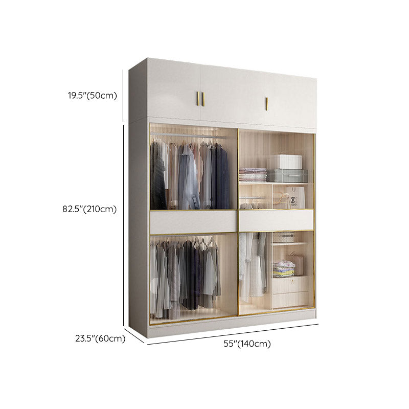 White Engineered Wood Wardrobe Closet Sliding Wardrobe Armoire Clearhalo 'Armoires & Wardrobes' 'armoires_wardrobes' 'Bedroom Furniture' 'furn' 'furn_armoires_wardrobes' 'Furniture' 6380277
