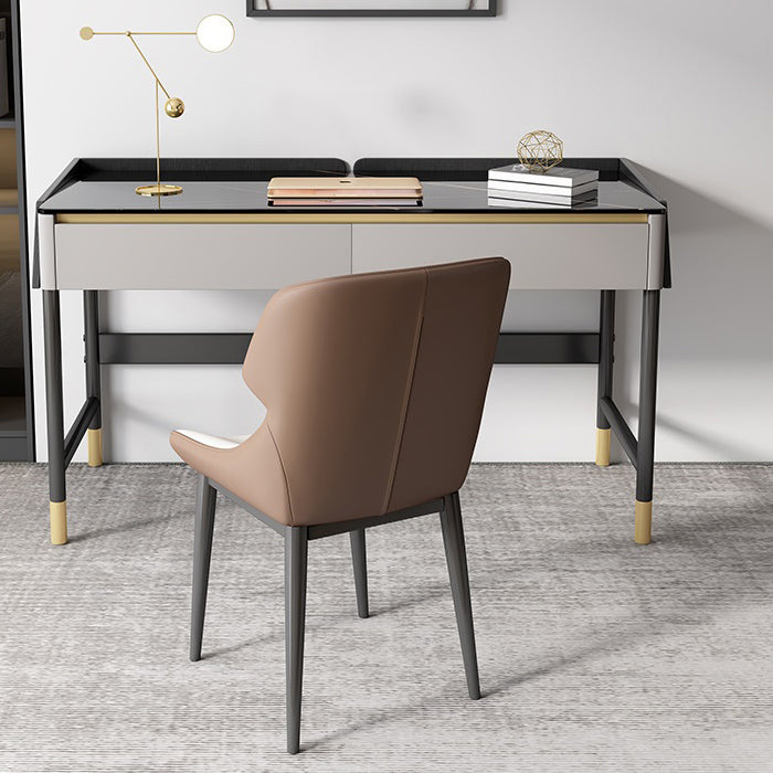 Industrial Rectangular Office Desk Antique Finish Computer Desk with 2 Storage Drawers 39.4"L x 19.7"W x 29.5"H Clearhalo 'furn' 'furn_office_desk' 'Furniture' 'Office Desks' 'Office Furniture' 'office_desk' 6381716