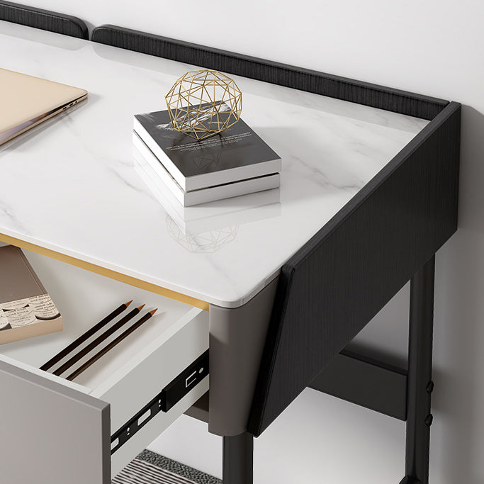 Industrial Rectangular Office Desk Antique Finish Computer Desk with 2 Storage Drawers Clearhalo 'furn' 'furn_office_desk' 'Furniture' 'Office Desks' 'Office Furniture' 'office_desk' 6381718