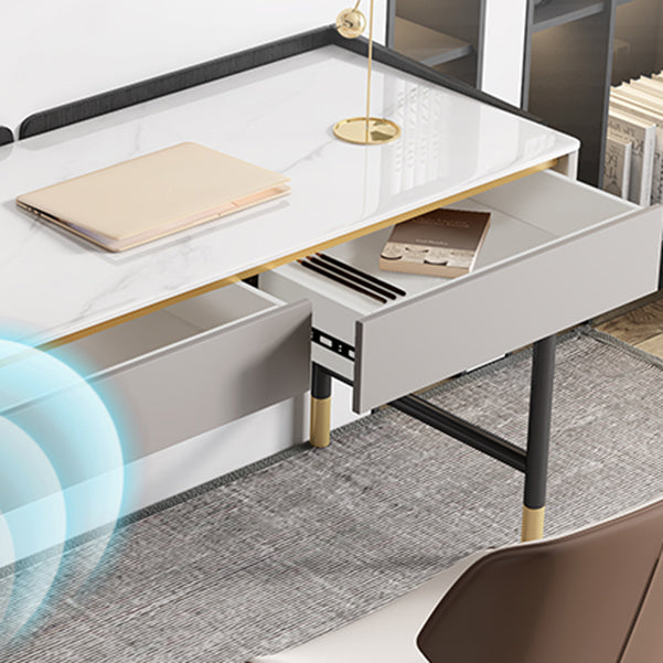 Industrial Rectangular Office Desk Antique Finish Computer Desk with 2 Storage Drawers Clearhalo 'furn' 'furn_office_desk' 'Furniture' 'Office Desks' 'Office Furniture' 'office_desk' 6381720