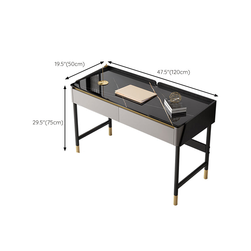 Industrial Rectangular Office Desk Antique Finish Computer Desk with 2 Storage Drawers Clearhalo 'furn' 'furn_office_desk' 'Furniture' 'Office Desks' 'Office Furniture' 'office_desk' 6381725