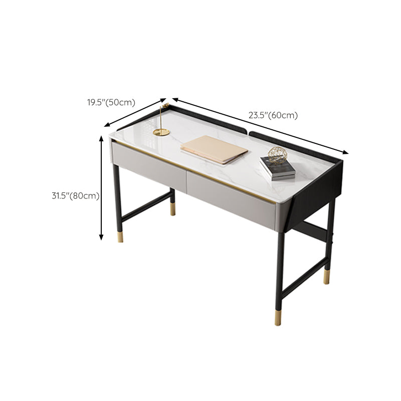 Industrial Rectangular Office Desk Antique Finish Computer Desk with 2 Storage Drawers Clearhalo 'furn' 'furn_office_desk' 'Furniture' 'Office Desks' 'Office Furniture' 'office_desk' 6381730