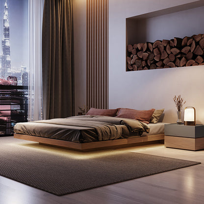 Espresso-Plattform Bettrahmen Massivholzplattform Bett Mitte des Jahrhunderts modern