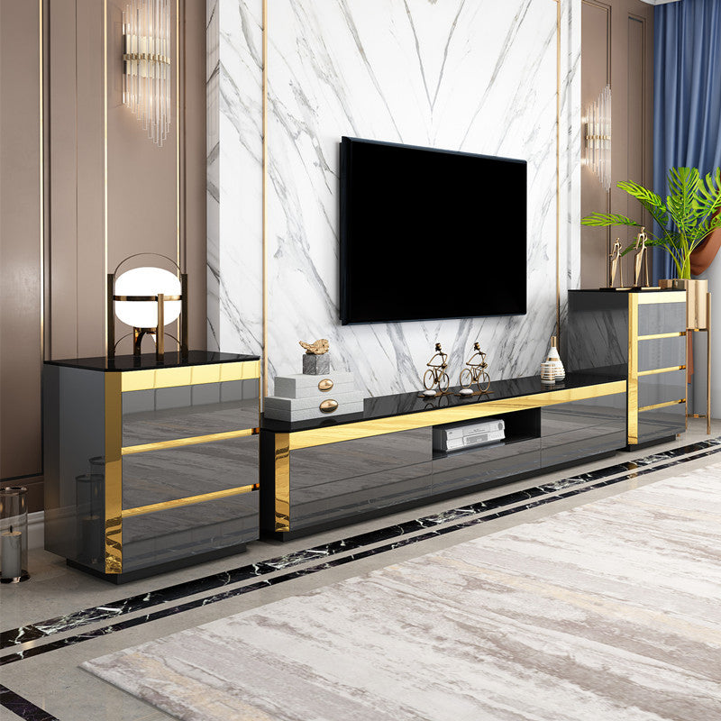 Open Storage TV Media Console Glam Media Console TV Stand with Drawers Clearhalo 'furn' 'furn_tv_stands_entertainment_centers' 'Furniture' 'Living Room Furniture' 'TV Stands & Entertainment Centers' 'TV Stands & Media Storage Furniture' 'tv_stands_entertainment_centers' 6381789