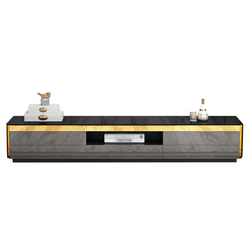 Open Storage TV Media Console Glam Media Console TV Stand with Drawers Black Clearhalo 'furn' 'furn_tv_stands_entertainment_centers' 'Furniture' 'Living Room Furniture' 'TV Stands & Entertainment Centers' 'TV Stands & Media Storage Furniture' 'tv_stands_entertainment_centers' 6381790
