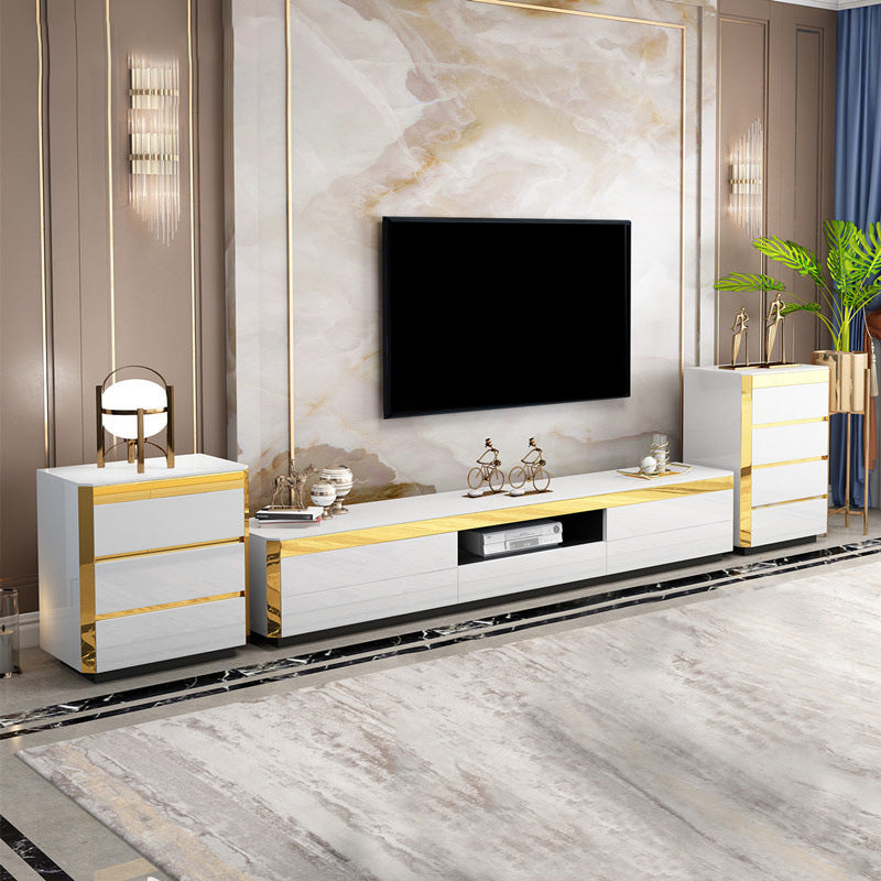 Open Storage TV Media Console Glam Media Console TV Stand with Drawers Clearhalo 'furn' 'furn_tv_stands_entertainment_centers' 'Furniture' 'Living Room Furniture' 'TV Stands & Entertainment Centers' 'TV Stands & Media Storage Furniture' 'tv_stands_entertainment_centers' 6381792