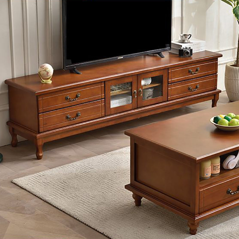 Traditional Wood TV Console Enclosed Storage TV Media Stand with Doors for Living Room Clearhalo 'furn' 'furn_tv_stands_entertainment_centers' 'Furniture' 'Living Room Furniture' 'TV Stands & Entertainment Centers' 'TV Stands & Media Storage Furniture' 'tv_stands_entertainment_centers' 6381863