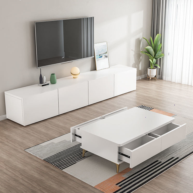 Contemporary Wood White TV Stand Console Enclosed Storage TV Media Stand for Living Room Clearhalo 'furn' 'furn_tv_stands_entertainment_centers' 'Furniture' 'Living Room Furniture' 'TV Stands & Entertainment Centers' 'TV Stands & Media Storage Furniture' 'tv_stands_entertainment_centers' 6381920