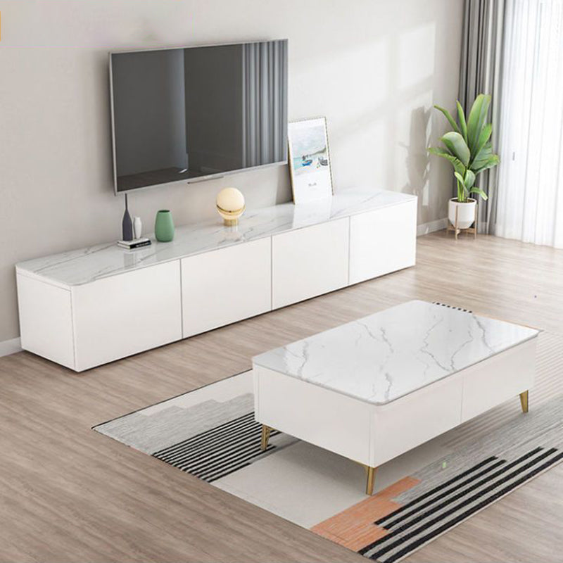 Contemporary Wood White TV Stand Console Enclosed Storage TV Media Stand for Living Room Clearhalo 'furn' 'furn_tv_stands_entertainment_centers' 'Furniture' 'Living Room Furniture' 'TV Stands & Entertainment Centers' 'TV Stands & Media Storage Furniture' 'tv_stands_entertainment_centers' 6381928