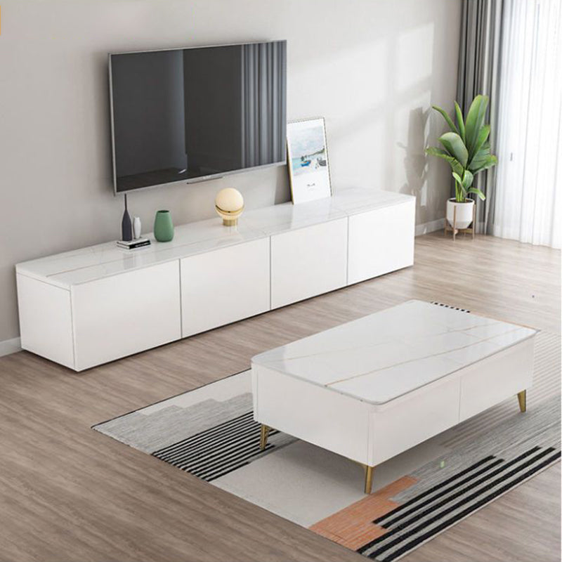 Contemporary Wood White TV Stand Console Enclosed Storage TV Media Stand for Living Room Clearhalo 'furn' 'furn_tv_stands_entertainment_centers' 'Furniture' 'Living Room Furniture' 'TV Stands & Entertainment Centers' 'TV Stands & Media Storage Furniture' 'tv_stands_entertainment_centers' 6381929