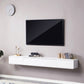 Contemporary Wood TV Console Floating TV Media Stand for Living Room 79"L x 9.5"W x 8"H White Clearhalo 'furn' 'furn_tv_stands_entertainment_centers' 'Furniture' 'Living Room Furniture' 'TV Stands & Entertainment Centers' 'TV Stands & Media Storage Furniture' 'tv_stands_entertainment_centers' 6381947