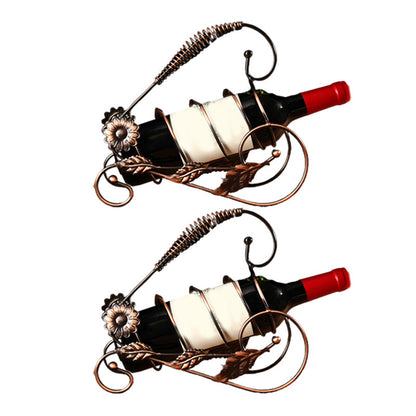 Industrial Metal Wine Rack Free-Stand Tabletop Wine Bottle & Glass Rack for Kitchen