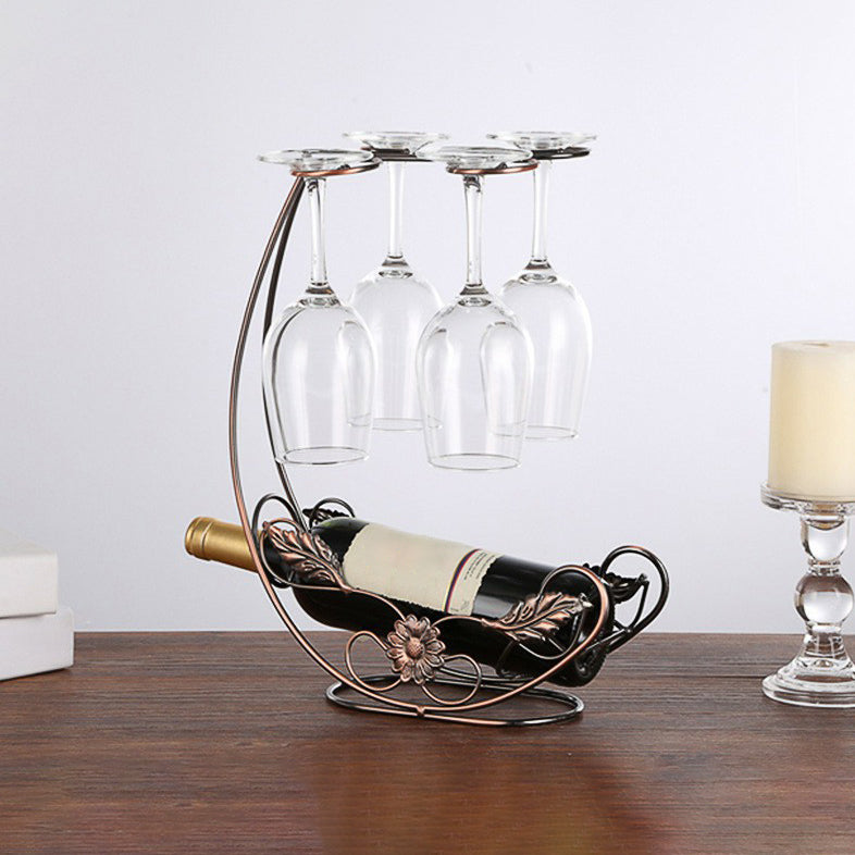 Contemporary Metal Wine Bottle Rack Countertop Bottle Holder for Living Room Clearhalo 'furn' 'furn_wine_racks' 'Furniture' 'Kitchen & Dining Furniture' 'Wine Racks' 'wine_racks' 6382336