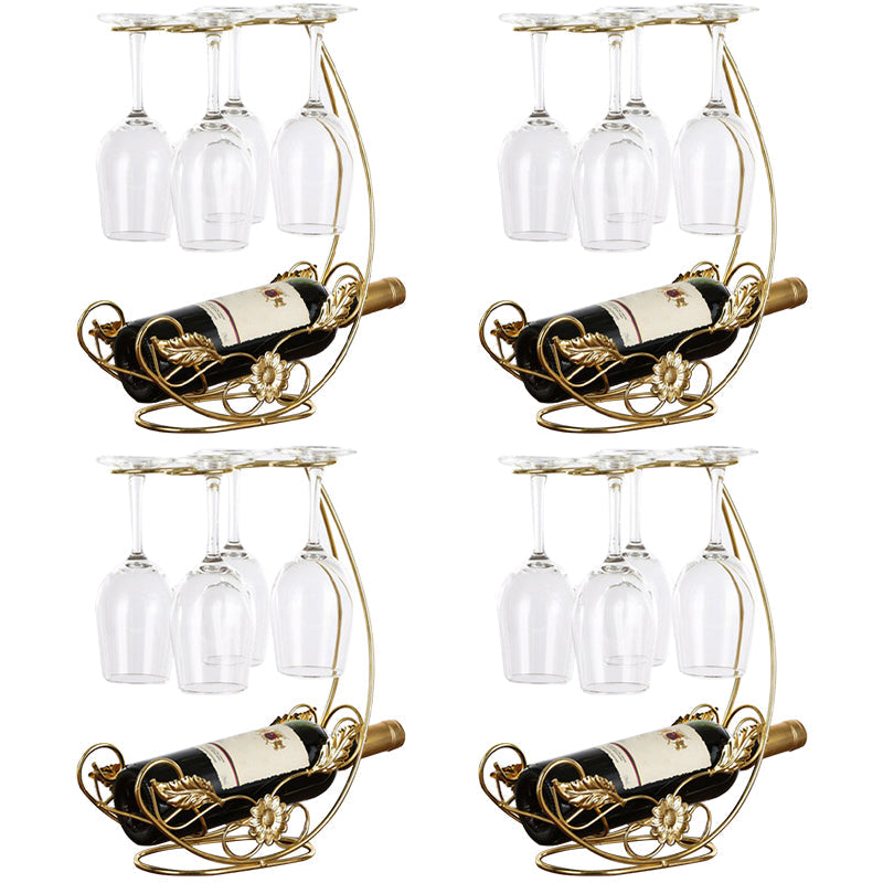 Contemporary Metal Wine Bottle Rack Countertop Bottle Holder for Living Room Gold 4 Piece Set Clearhalo 'furn' 'furn_wine_racks' 'Furniture' 'Kitchen & Dining Furniture' 'Wine Racks' 'wine_racks' 6382338