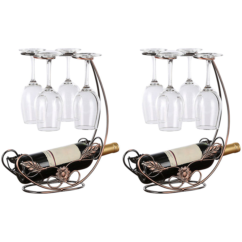 Contemporary Metal Wine Bottle Rack Countertop Bottle Holder for Living Room Bronze 2 Piece Set Clearhalo 'furn' 'furn_wine_racks' 'Furniture' 'Kitchen & Dining Furniture' 'Wine Racks' 'wine_racks' 6382340