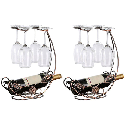 Contemporary Metal Wine Bottle Rack Countertop Bottle Holder for Living Room Bronze 2 Piece Set Clearhalo 'furn' 'furn_wine_racks' 'Furniture' 'Kitchen & Dining Furniture' 'Wine Racks' 'wine_racks' 6382340