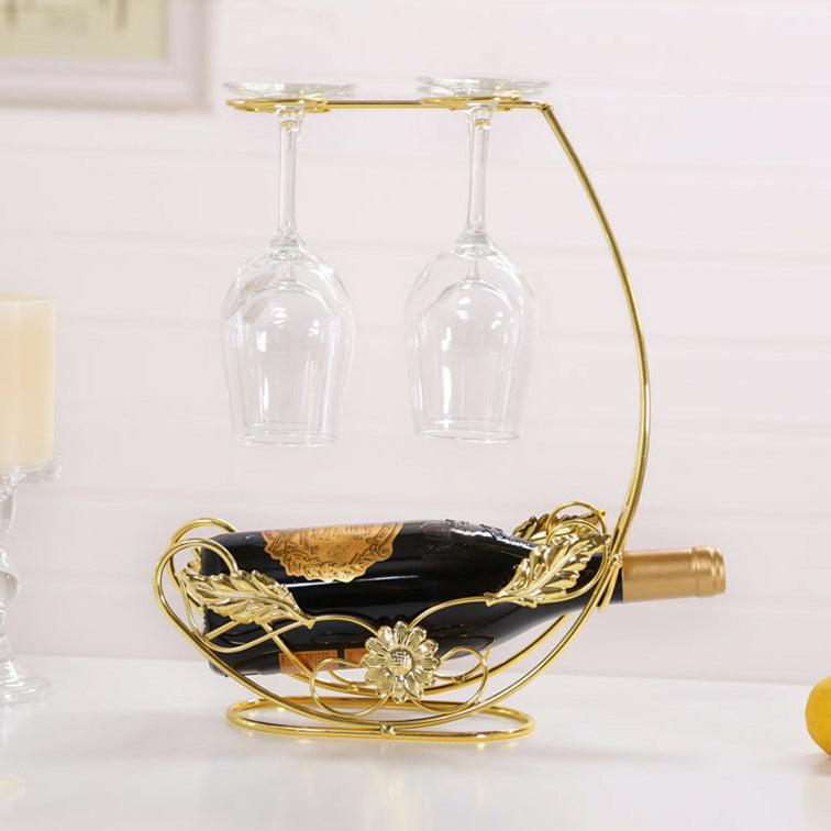 Contemporary Metal Wine Bottle Rack Countertop Bottle Holder for Living Room Clearhalo 'furn' 'furn_wine_racks' 'Furniture' 'Kitchen & Dining Furniture' 'Wine Racks' 'wine_racks' 6382341