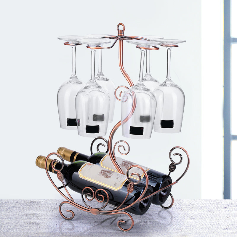 Metal Countertop Wine Glass Stemware Rack Holder Contemporary Bottle Rack Single Rail Clearhalo 'furn' 'furn_wine_racks' 'Furniture' 'Kitchen & Dining Furniture' 'Wine Racks' 'wine_racks' 6382403