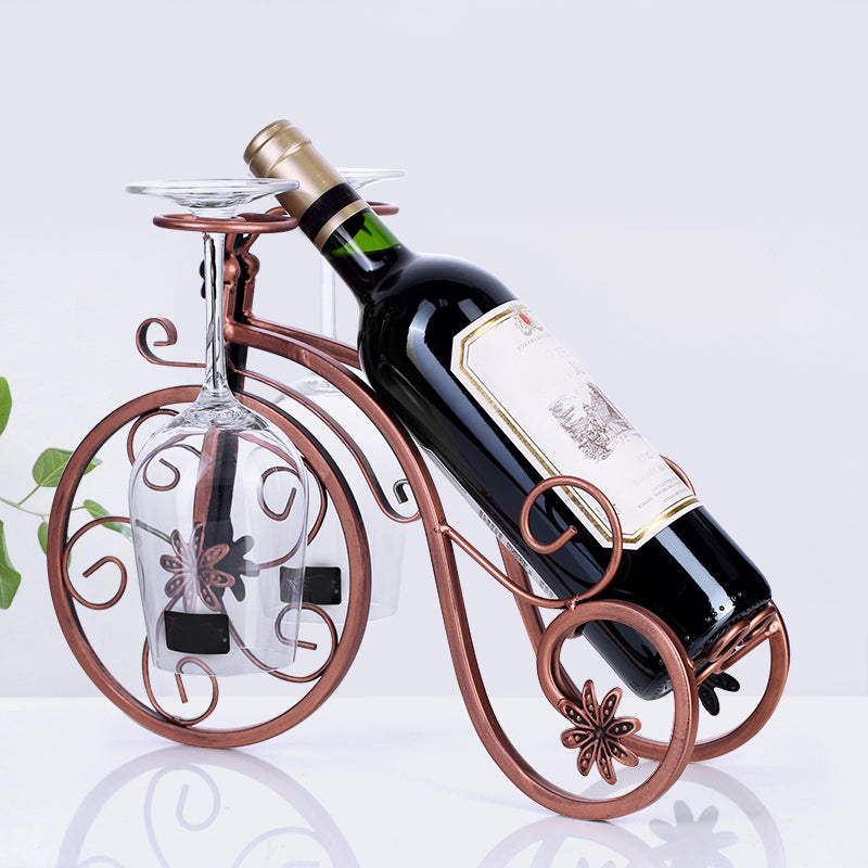 Metal Countertop Wine Glass Stemware Rack Holder Contemporary Bottle Rack Single Rail 13.6"L x 6.9"W x 9.4"H Bronze 1 Piece Clearhalo 'furn' 'furn_wine_racks' 'Furniture' 'Kitchen & Dining Furniture' 'Wine Racks' 'wine_racks' 6382416