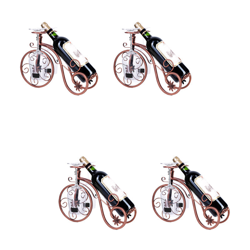 Metal Countertop Wine Glass Stemware Rack Holder Contemporary Bottle Rack Single Rail 13.6"L x 6.9"W x 9.4"H Bronze 4 Piece Set Clearhalo 'furn' 'furn_wine_racks' 'Furniture' 'Kitchen & Dining Furniture' 'Wine Racks' 'wine_racks' 6382419