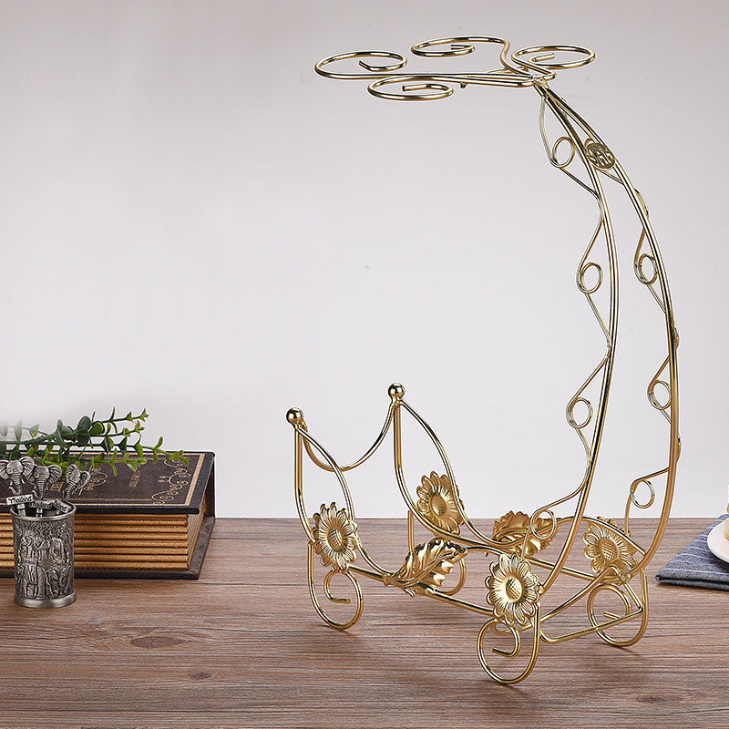 Metal Countertop Wine Glass Stemware Rack Holder Contemporary Bottle Rack Single Rail 9.8"L x 3.9"W x 13.8"H Gold 1 Piece Clearhalo 'furn' 'furn_wine_racks' 'Furniture' 'Kitchen & Dining Furniture' 'Wine Racks' 'wine_racks' 6382423