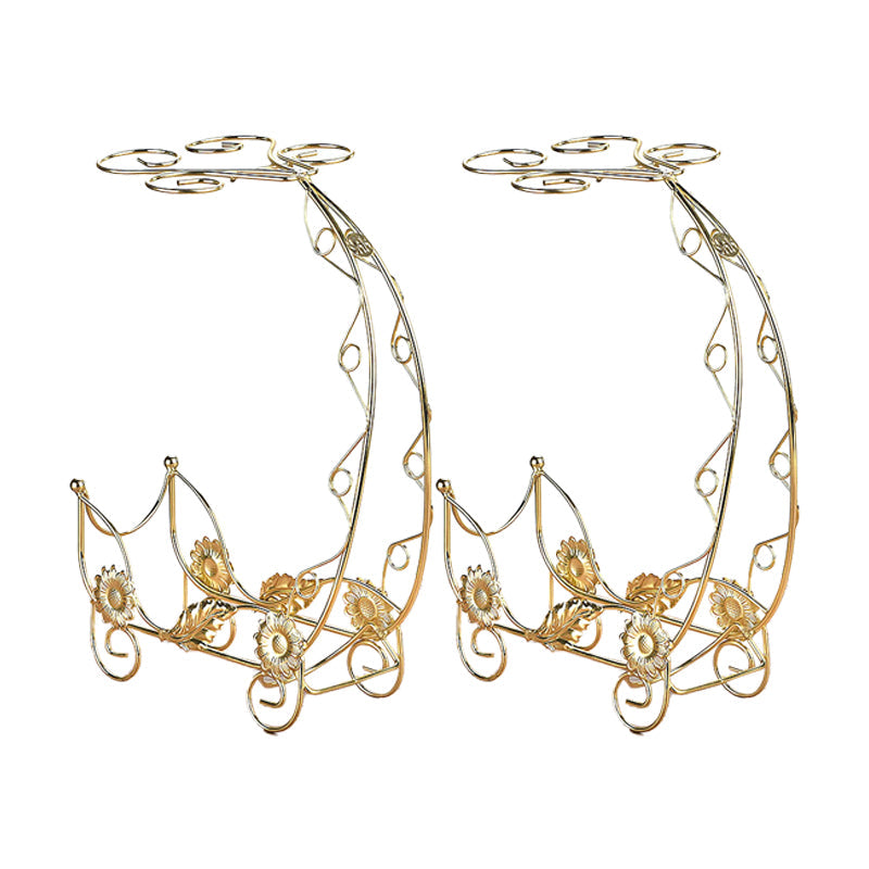 Metal Countertop Wine Glass Stemware Rack Holder Contemporary Bottle Rack Single Rail 9.8"L x 3.9"W x 13.8"H Gold 2 Piece Set Clearhalo 'furn' 'furn_wine_racks' 'Furniture' 'Kitchen & Dining Furniture' 'Wine Racks' 'wine_racks' 6382424