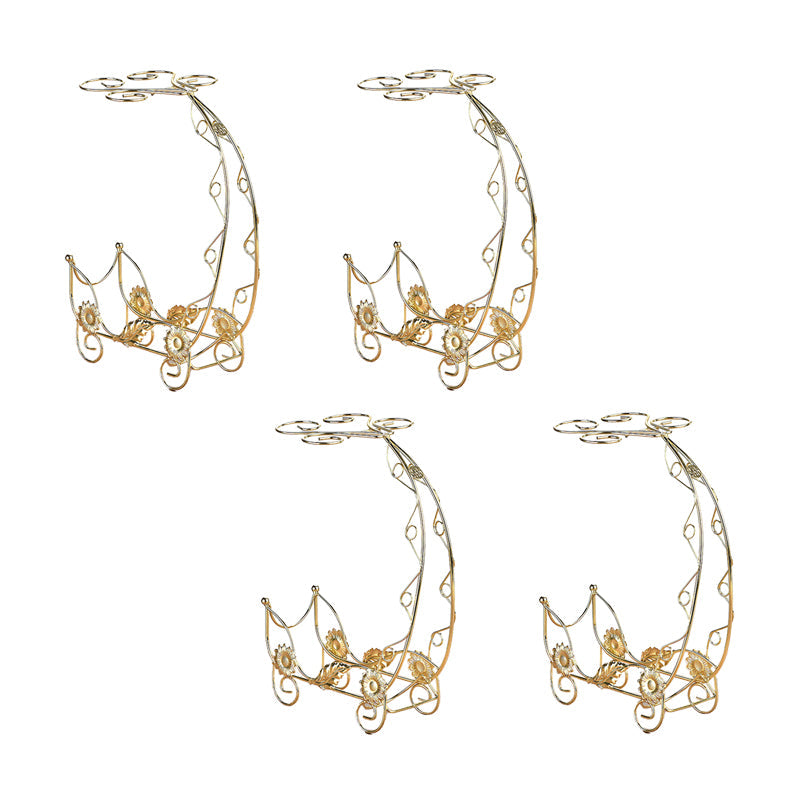 Metal Countertop Wine Glass Stemware Rack Holder Contemporary Bottle Rack Single Rail 9.8"L x 3.9"W x 13.8"H Gold 4 Piece Set Clearhalo 'furn' 'furn_wine_racks' 'Furniture' 'Kitchen & Dining Furniture' 'Wine Racks' 'wine_racks' 6382425