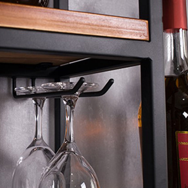 Botella de vino montado en la pared de metal y rejilla de vidrio Kit moderno de estante de vino