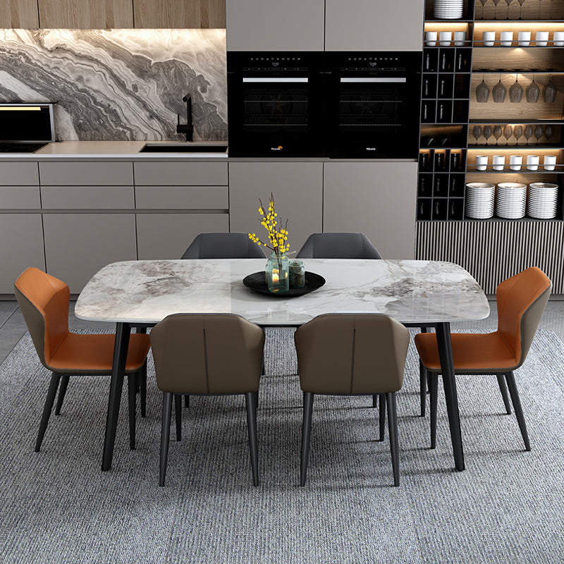 Eigentijdse eetzaal 1/7 pc's gesinterde stenen eettafel met wingback -stoelen