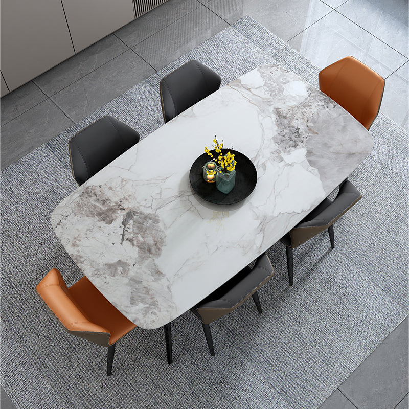 Eigentijdse eetzaal 1/7 pc's gesinterde stenen eettafel met wingback -stoelen