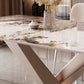 Mesa de comedor rectangular Juego de comedor de piedra 1/5/7 PCS con sillas tapizadas