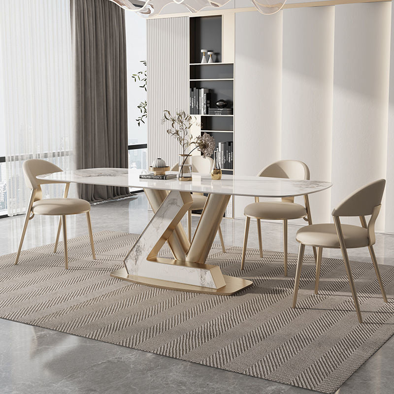 Rectangle Dining Table Set 1/5 Pcs Metal Frame Dining Table and Chairs Dining Room Sets 4 Piece Set Clearhalo 'Dining Room Sets' 'Dining Tables & Seating' 'dining_room_set' 'furn' 'furn_dining_room_set' 'Furniture' 'Kitchen & Dining Furniture' 6382644