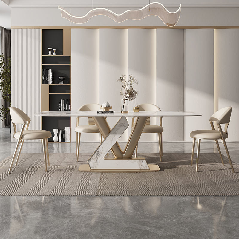 Rectangle Dining Table Set 1/5 Pcs Metal Frame Dining Table and Chairs Clearhalo 'Dining Room Sets' 'Dining Tables & Seating' 'dining_room_set' 'furn' 'furn_dining_room_set' 'Furniture' 'Kitchen & Dining Furniture' 6382645